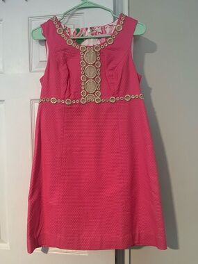 Lilly Pulitzer Hot Pink Sleeveless Embellished Shift Dress
